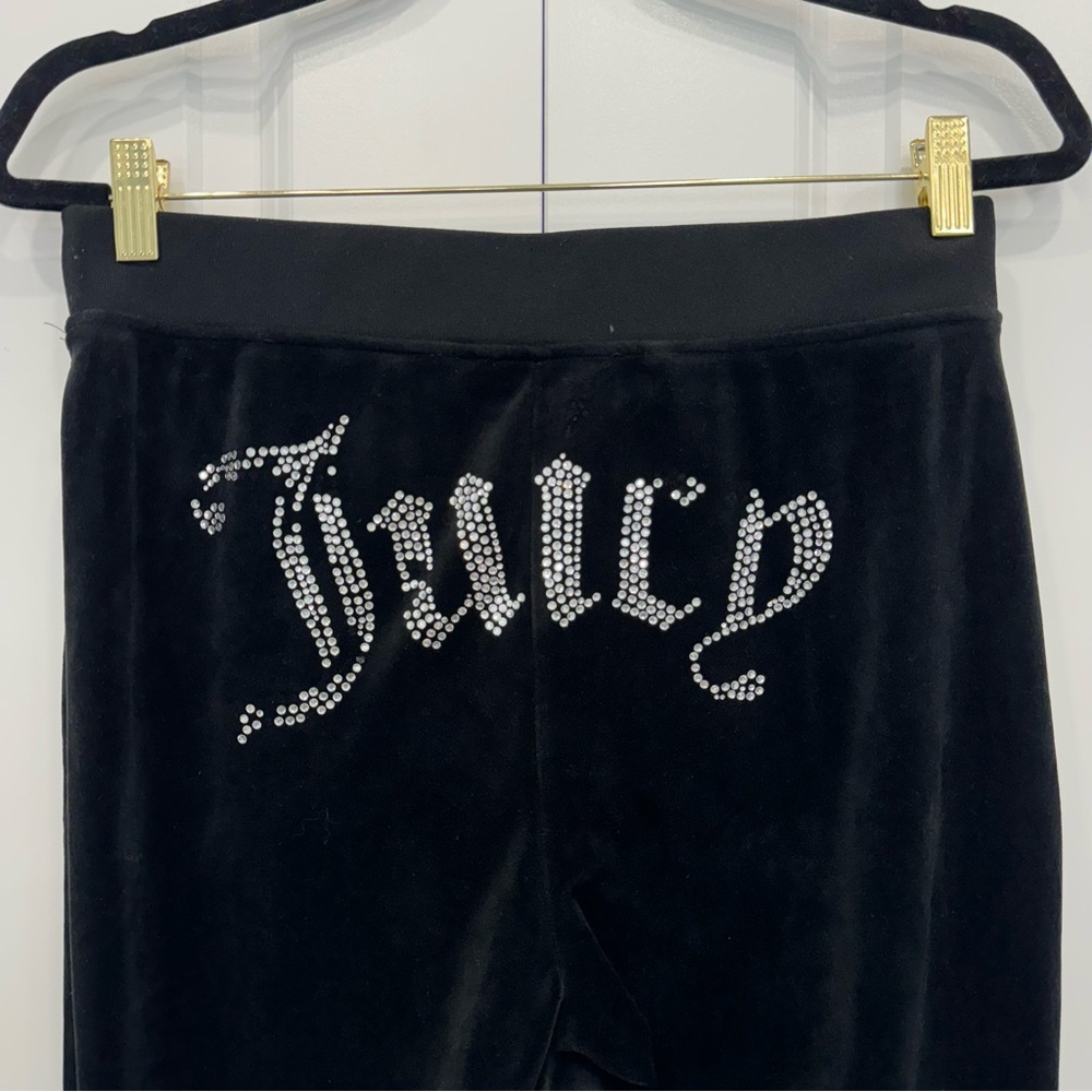 Juicy Couture Black Track Pants with Rhinestone Detail